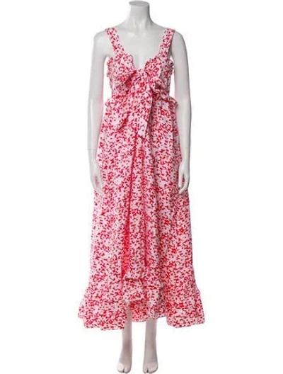 Pre-owned Thierry Colson Printed Long Dress In Multi