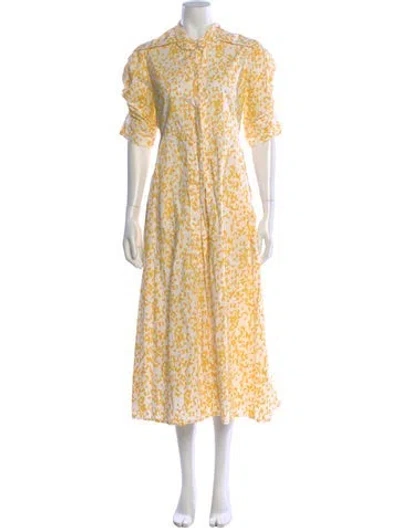 Pre-owned Thierry Colson Printed Long Dress In White
