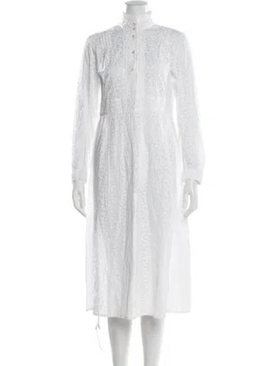 Pre-owned Thierry Colson Printed Long Dress In White