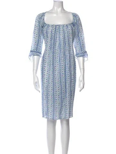Pre-owned Thierry Colson Printed Midi Length Dress In Blue