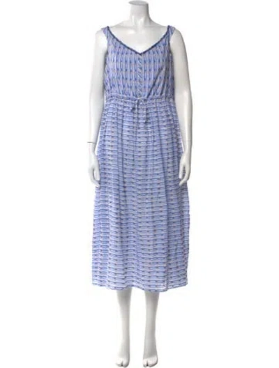 Pre-owned Thierry Colson Printed Midi Length Dress In Blue