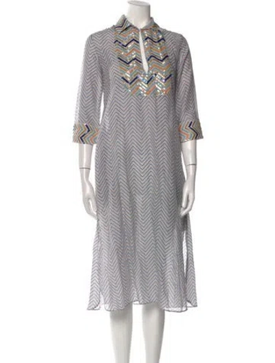 Pre-owned Thierry Colson Printed Midi Length Dress In Multi