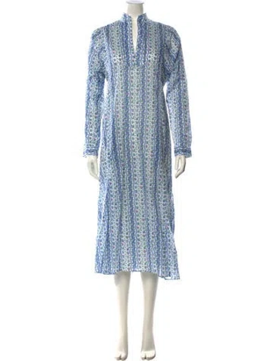 Pre-owned Thierry Colson Printed Midi Length Dress In White