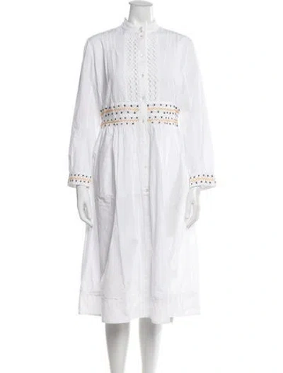 Pre-owned Thierry Colson Printed Midi Length Dress In White