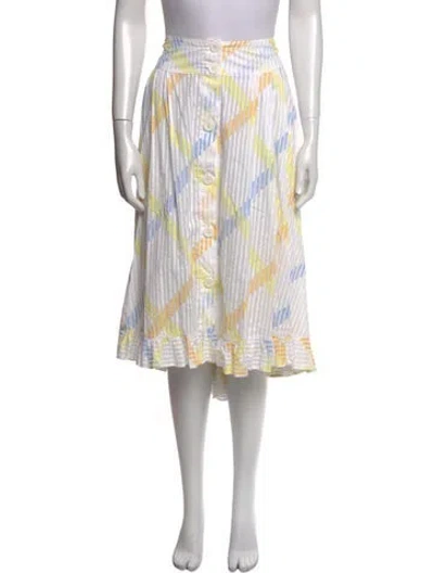 Pre-owned Thierry Colson Printed Midi Length Skirt In White