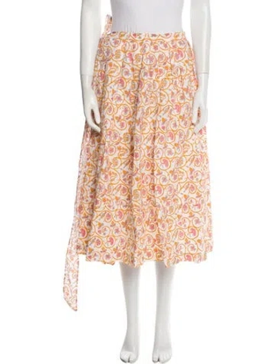 Pre-owned Thierry Colson Printed Midi Length Skirt In White