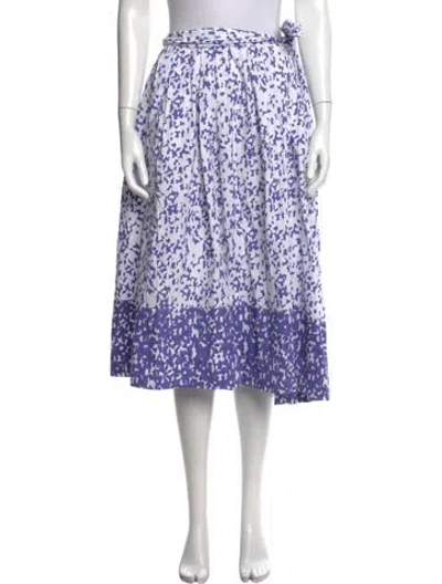 Pre-owned Thierry Colson Printed Midi Length Skirt In White