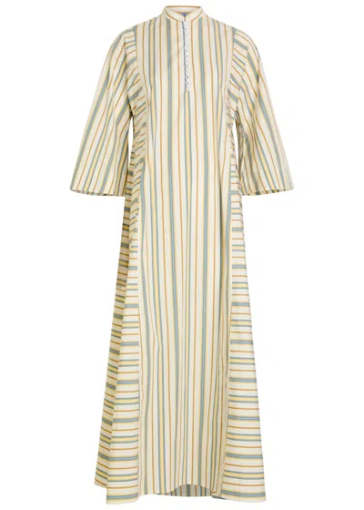 Thierry Colson Rachel Striped Cotton Maxi Dress In Yellow