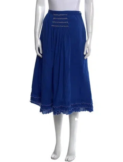 Pre-owned Thierry Colson Ruffle Embellishment Midi Length Skirt In Blue
