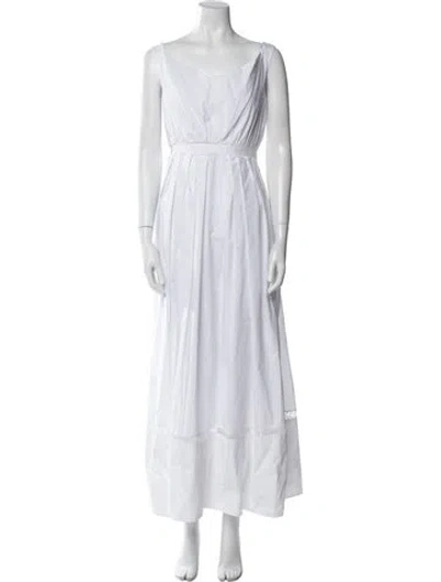 Pre-owned Thierry Colson Scoop Neck Long Dress In White