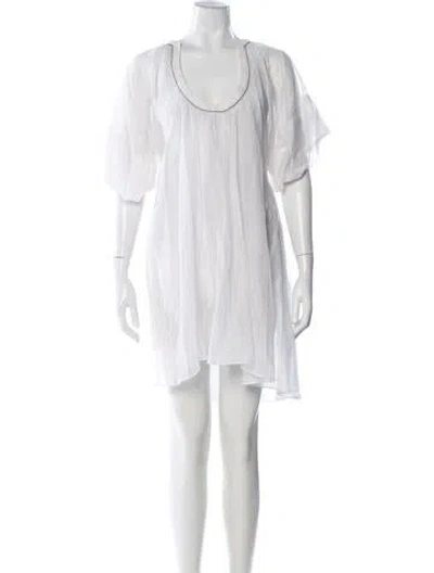 Pre-owned Thierry Colson Scoop Neck Mini Dress In White