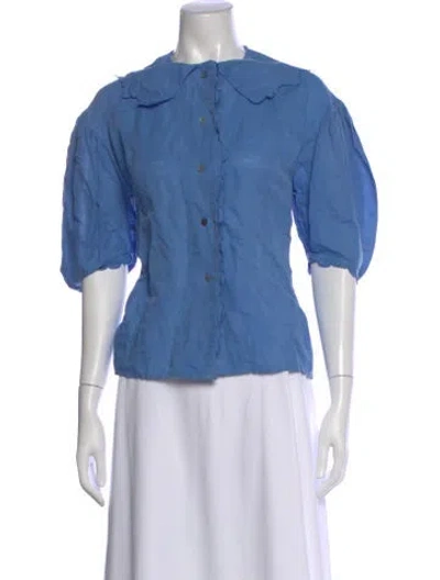 Pre-owned Thierry Colson Short Sleeve Blouse In Blue