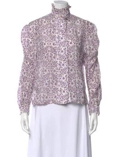 Pre-owned Thierry Colson Silk Floral Print Blouse In Multi