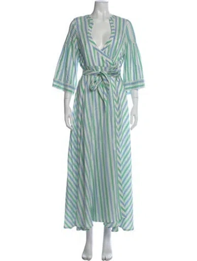 Pre-owned Thierry Colson Silk Long Dress In Blue
