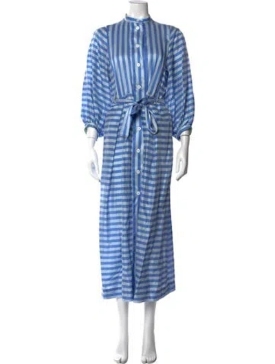 Pre-owned Thierry Colson Silk Long Dress In Blue