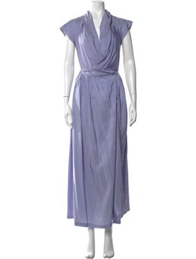 Pre-owned Thierry Colson Silk Long Dress In Blue
