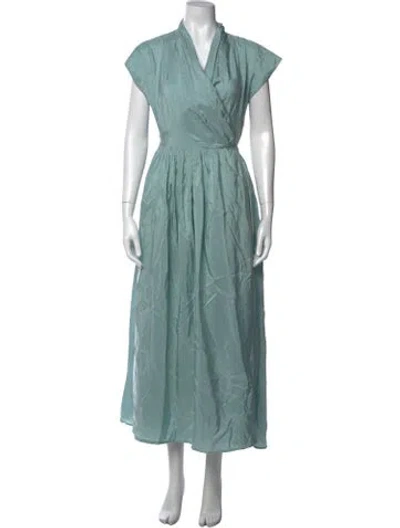 Pre-owned Thierry Colson Silk Long Dress In Blue/green
