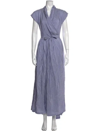 Pre-owned Thierry Colson Silk Long Dress W/ Tags In Blue