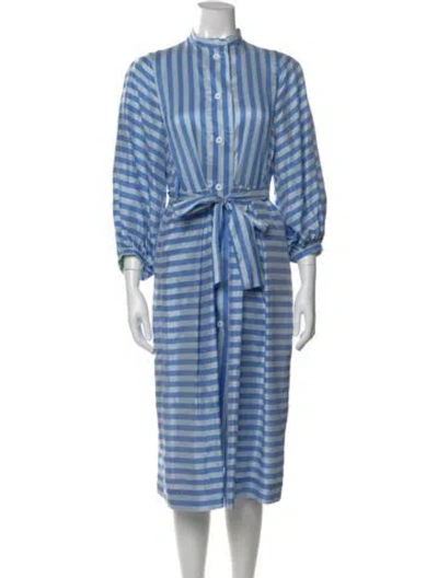 Pre-owned Thierry Colson Silk Midi Length Dress In Blue