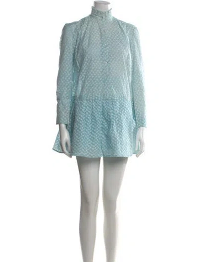 Pre-owned Thierry Colson Silk Mini Dress In Blue