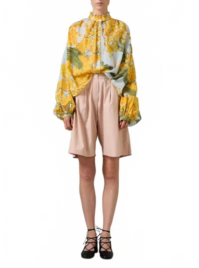 Thierry Colson Slava Cotton Blouse In Yellow/storm Blue In Multi
