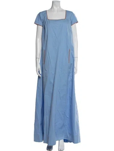 Pre-owned Thierry Colson Square Neckline Long Dress In Blue