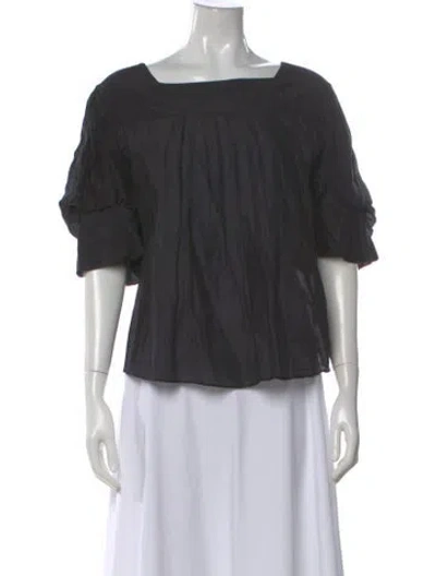 Pre-owned Thierry Colson Square Neckline Short Sleeve Blouse In Black