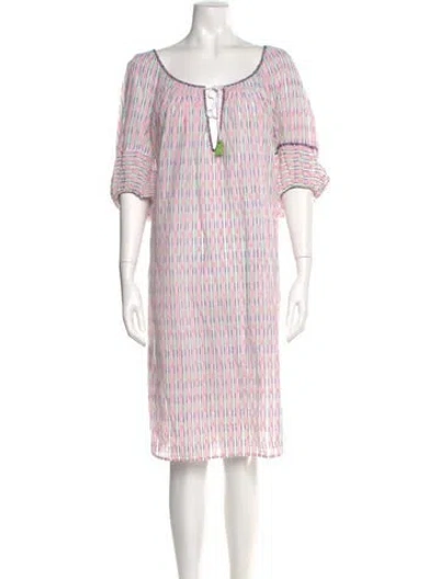 Pre-owned Thierry Colson Striped Knee-length Dress In White
