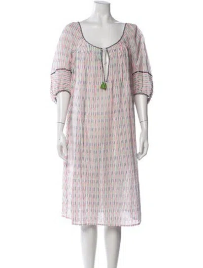 Pre-owned Thierry Colson Striped Knee-length Dress In White