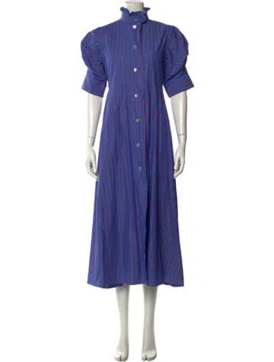 Pre-owned Thierry Colson Striped Long Dress In Blue