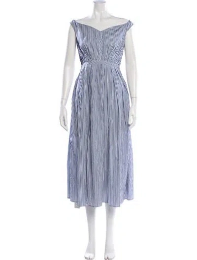Pre-owned Thierry Colson Striped Long Dress In Blue