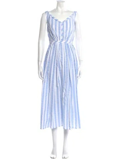 Pre-owned Thierry Colson Striped Long Dress In Blue