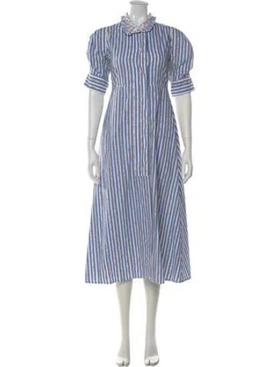 Pre-owned Thierry Colson Striped Long Dress In Blue