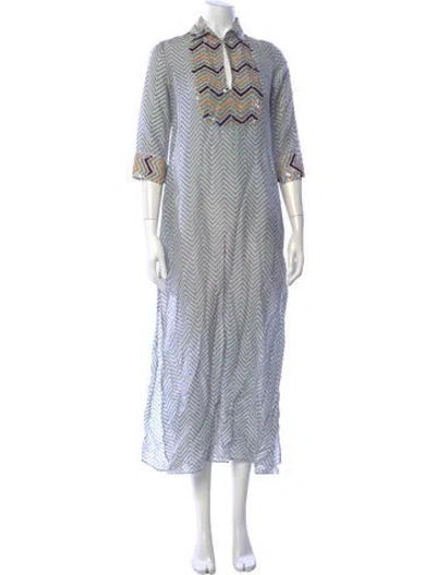 Pre-owned Thierry Colson Striped Long Dress In Blue