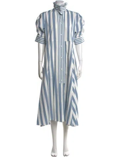 Pre-owned Thierry Colson Striped Long Dress In Blue