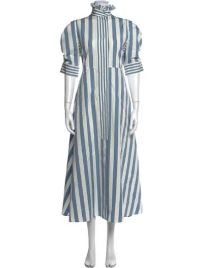 Pre-owned Thierry Colson Striped Long Dress In Blue