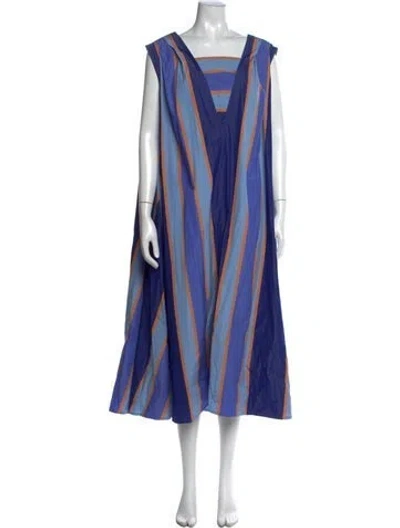 Pre-owned Thierry Colson Striped Long Dress In Blue