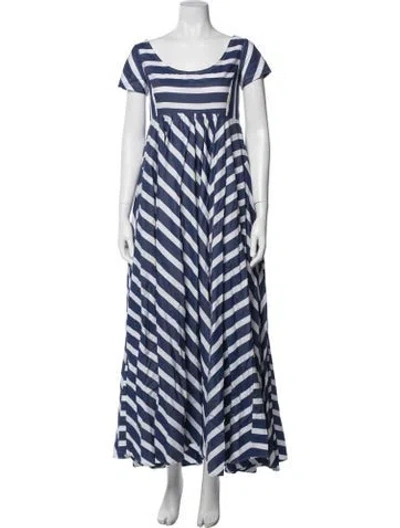 Pre-owned Thierry Colson Striped Long Dress In Blue