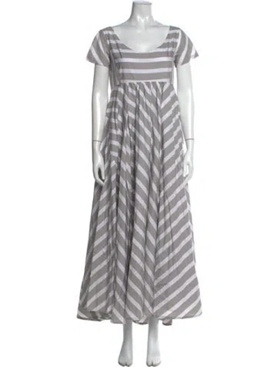 Pre-owned Thierry Colson Striped Long Dress In Gray