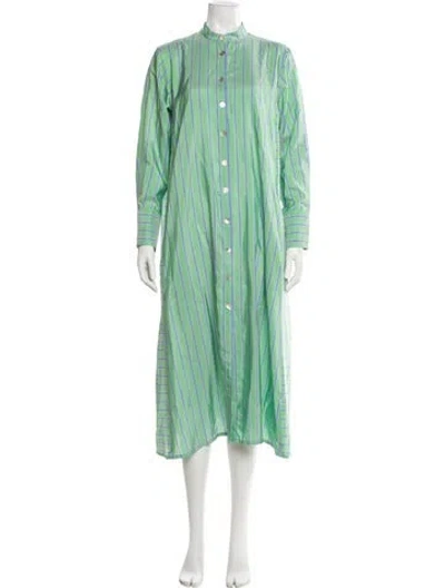 Pre-owned Thierry Colson Striped Long Dress In Green