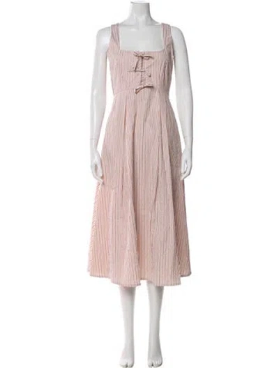 Pre-owned Thierry Colson Striped Long Dress In Neutral