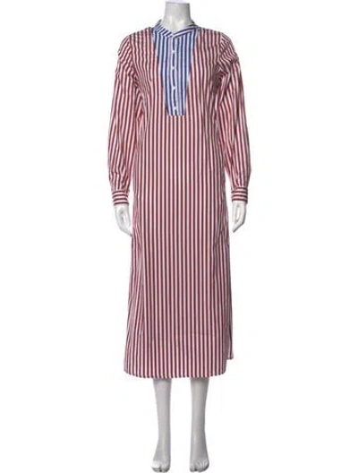 Pre-owned Thierry Colson Striped Long Dress In Neutrals