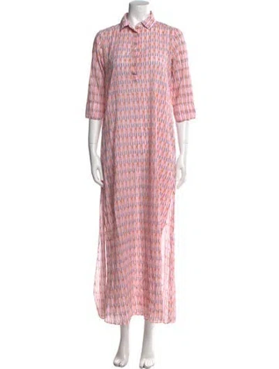 Pre-owned Thierry Colson Striped Long Dress In Orange