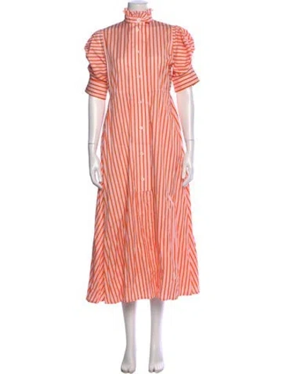 Pre-owned Thierry Colson Striped Long Dress In Orange