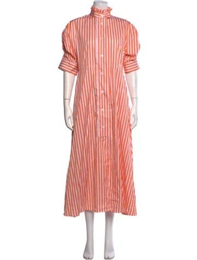 Pre-owned Thierry Colson Striped Long Dress In Orange