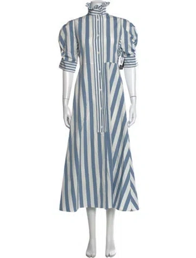 Pre-owned Thierry Colson Striped Long Dress W/ Tags In Blue
