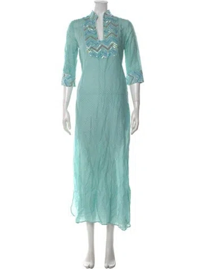 Pre-owned Thierry Colson Striped Long Dress W/ Tags In Blue