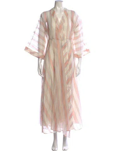 Pre-owned Thierry Colson Striped Long Dress W/ Tags In Neutrals