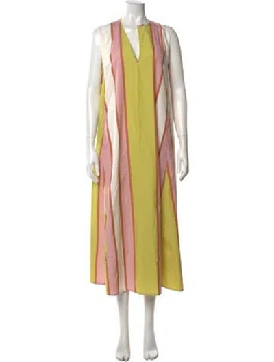 Pre-owned Thierry Colson Striped Long Dress In Yellow