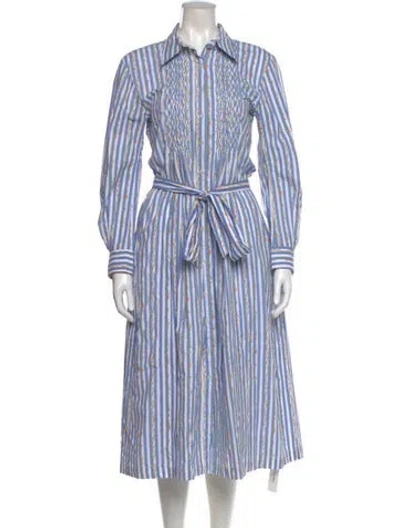 Pre-owned Thierry Colson Striped Midi Length Dress In Blue